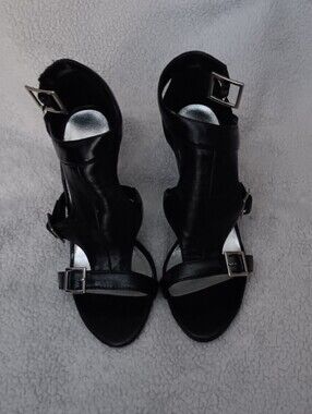 Delicious Black Buckle-Strap High Heel Sandals